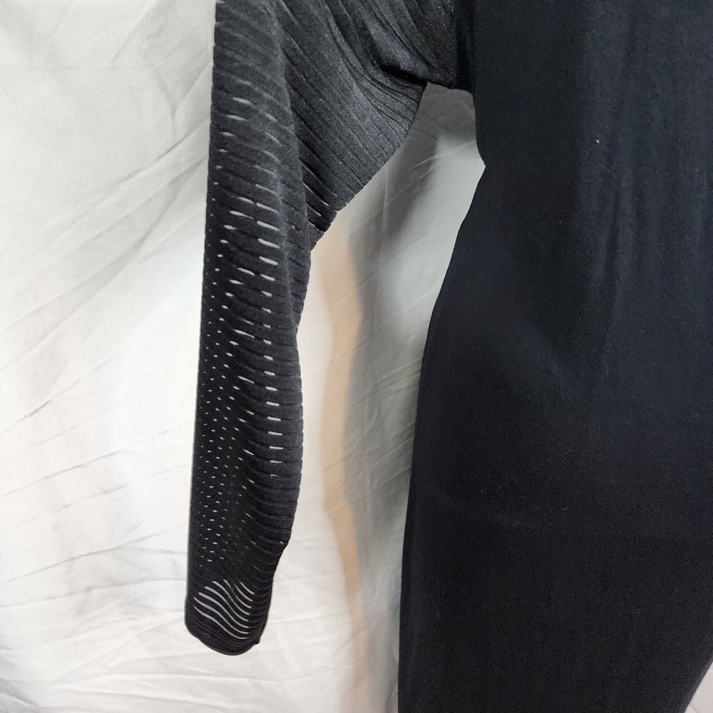 ASOS CURVE Size 18 Black Viscose Knit Sheer Ribbed Long Sleeve Sweetheart‎ Dress - Picture 9 of 12